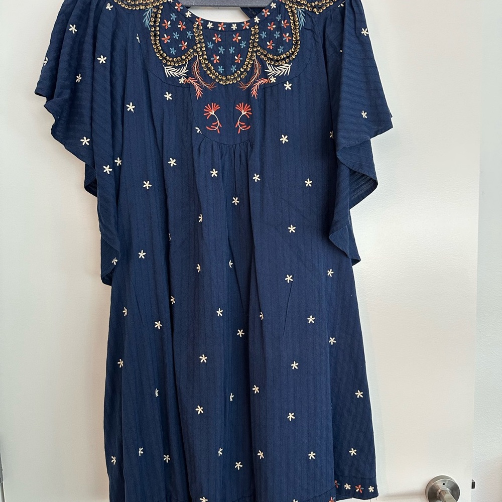 Anthropologie NWT Navy Beaded Dress size 2x